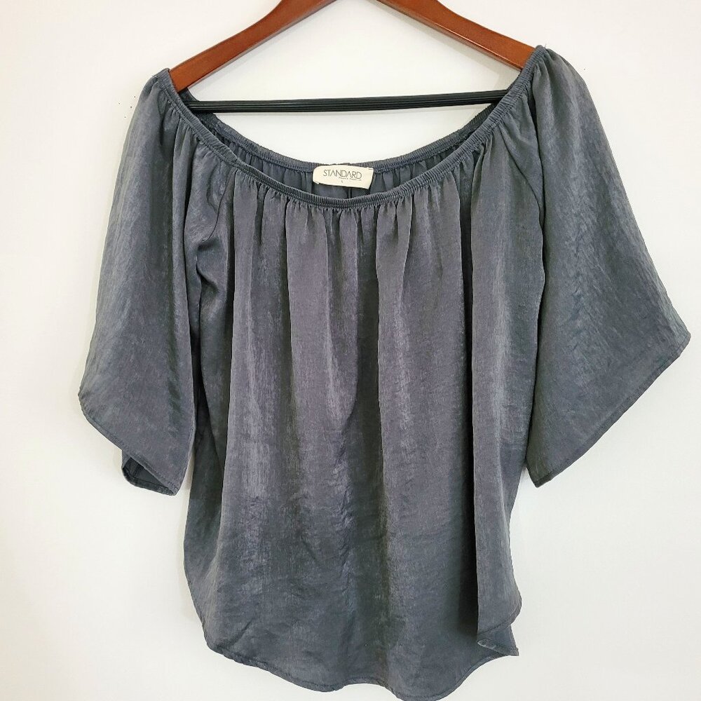 Standard Avalon Woven Top - Large - flowing - Grey shiny